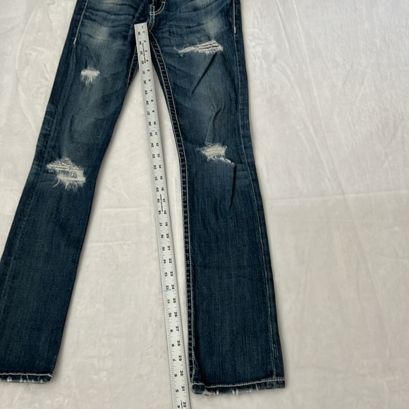 BKE Denim Stella Straight Stretch Destructed Blue Jeans Size 26 x 31.5” - Picture 3 of 10
